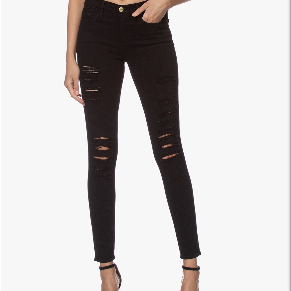 Frame le skinny de Jeane black distressed